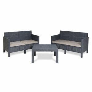 Set salotto da giardino 4 posti con cuscini 2 divanetti...