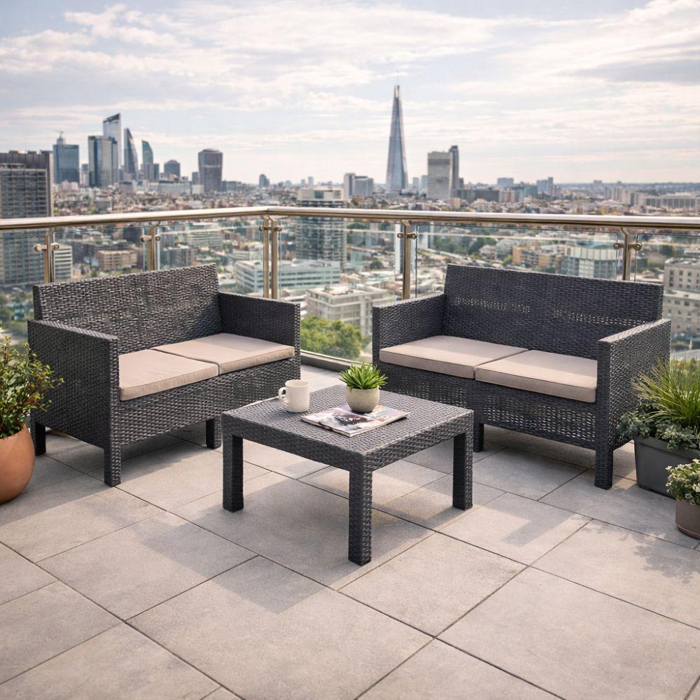  set salotto da giardino 4 posti con cuscini – 2 divanetti e tavolino - foto 2