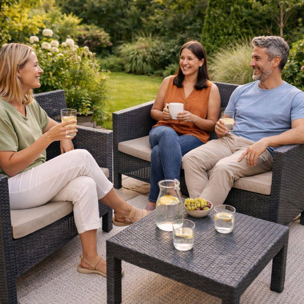  set salotto da giardino 4 posti con cuscini – 2 divanetti e tavolino - foto 4