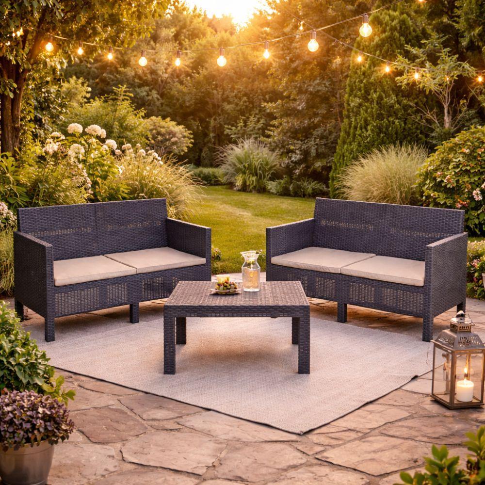  set salotto da giardino 4 posti con cuscini – 2 divanetti e tavolino - foto 5