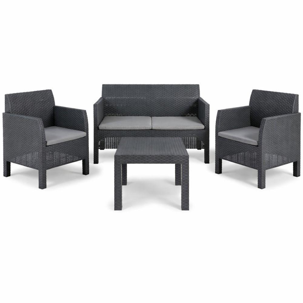  set salotto da giardino 4 posti con cuscini – divanetto, 2 poltrone e tavolino - foto 1