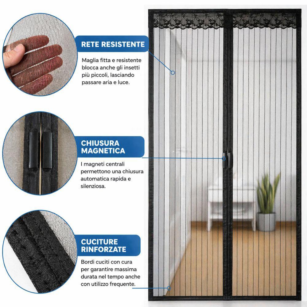  zanzariera magnetica universale 140x240 porta finestra anti zanzare chiusura automatica facile montaggio - foto 3