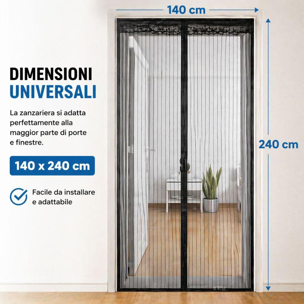  zanzariera magnetica universale 140x240 porta finestra anti zanzare chiusura automatica facile montaggio - foto 5