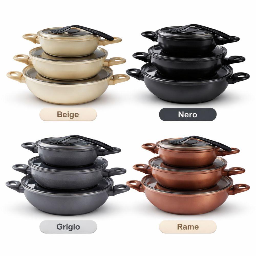  set 3 tegami in pietra lavica con mestolo - foto 1