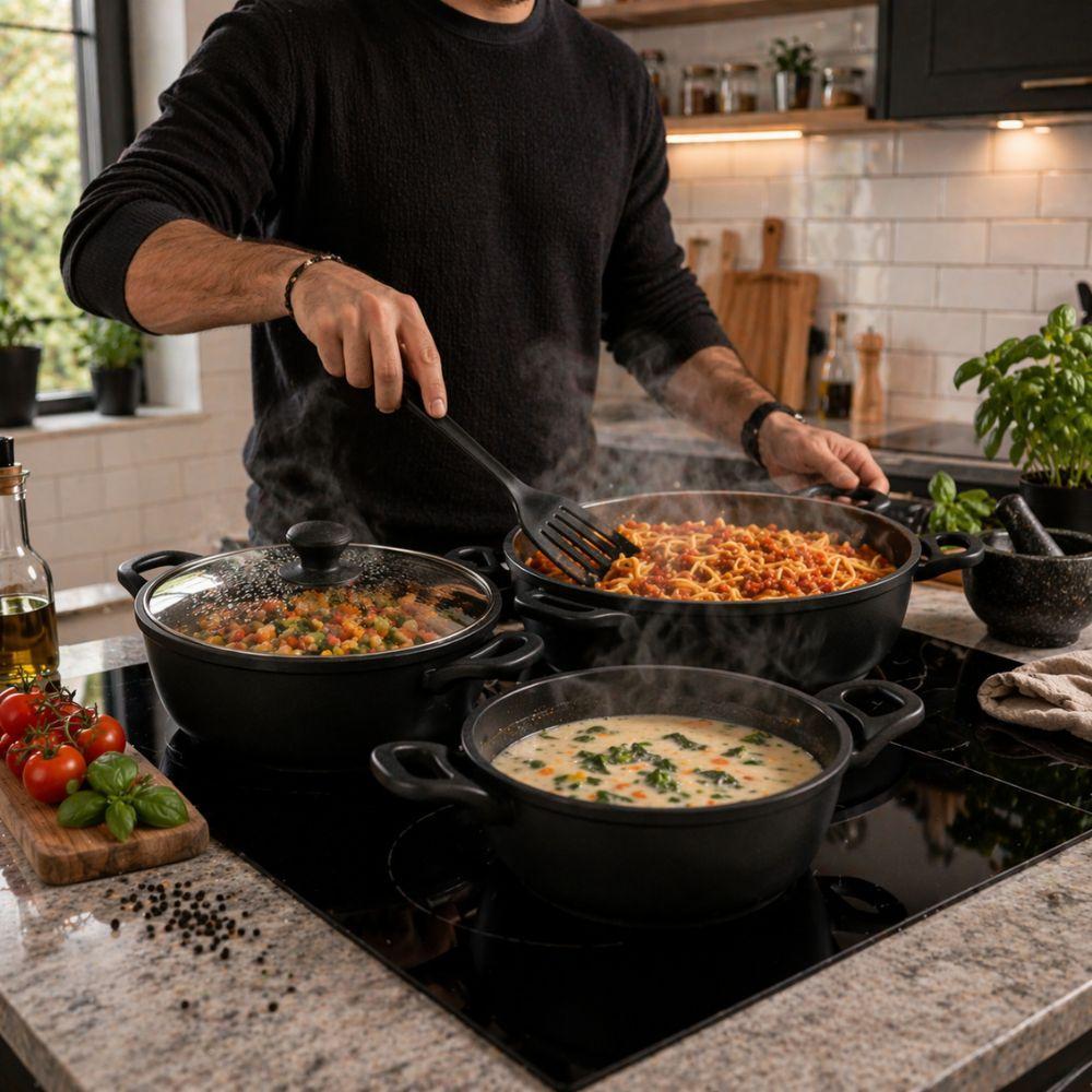  set 3 tegami in pietra lavica con mestolo - foto 3