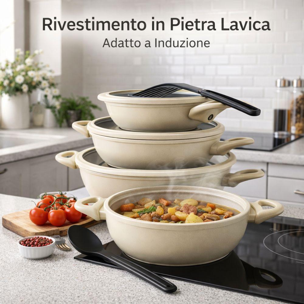  set 3 tegami in pietra lavica con mestolo - foto 5