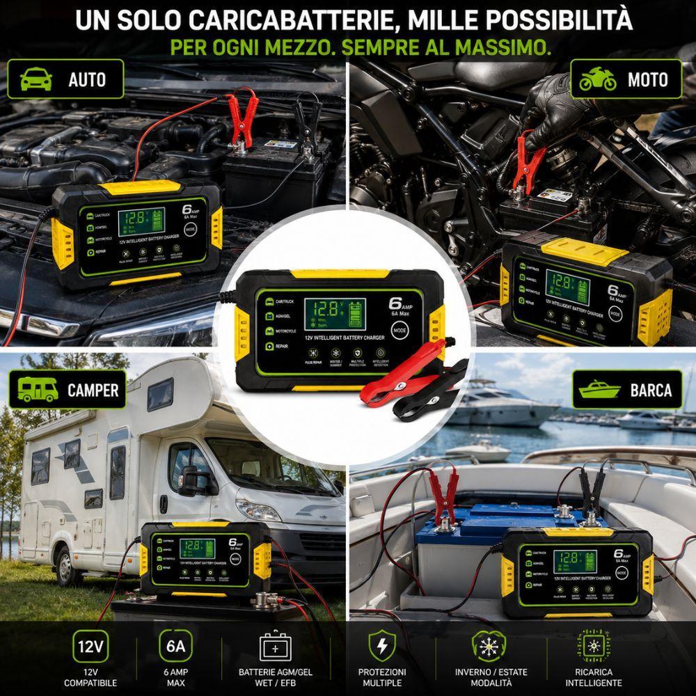  caricabatterie intelligente  per auto moto camper barca con display lcd - foto 5