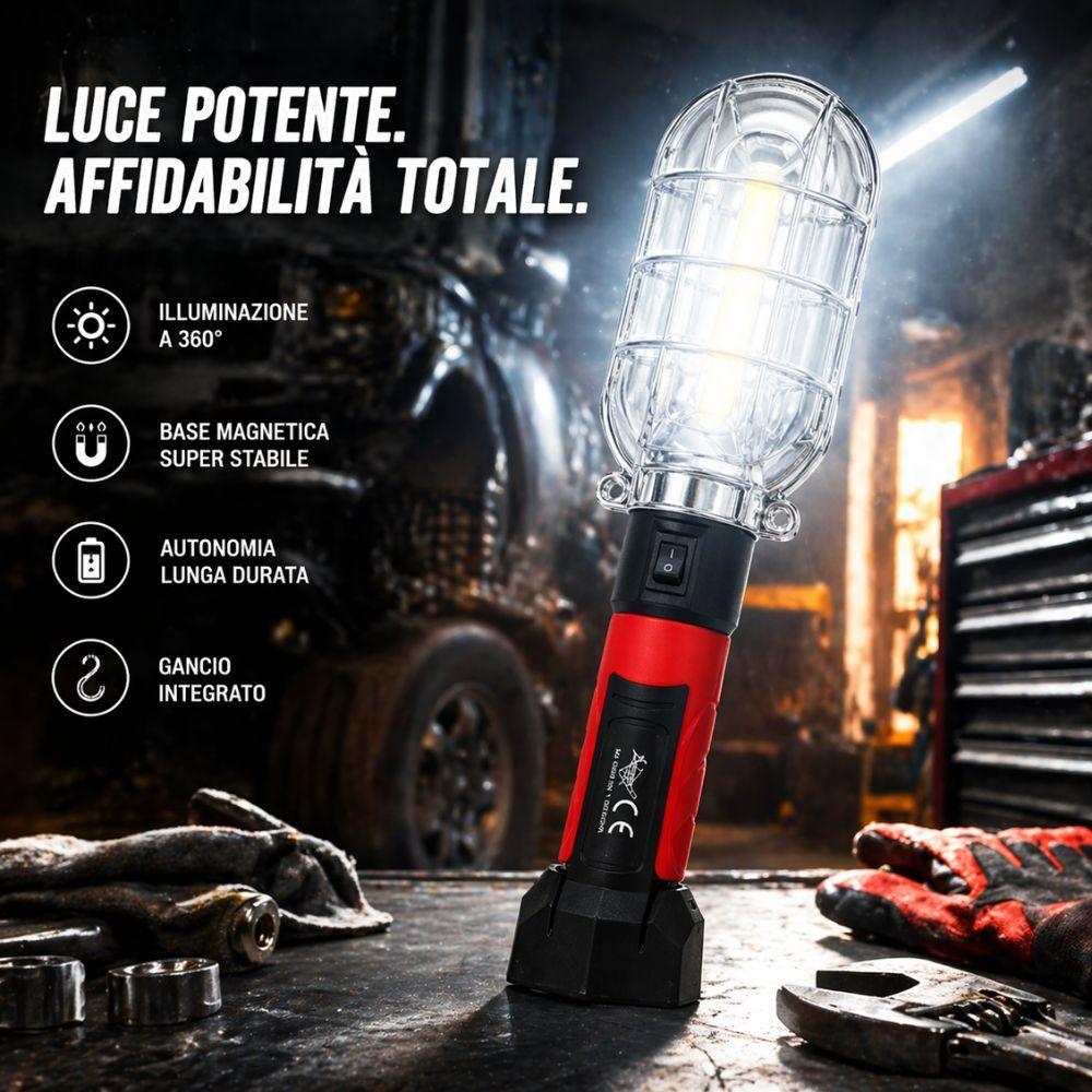  lampada led portatile da lavoro ricaricabile con base magnetica e gancio 360° luce officina alta luminosità - foto 4