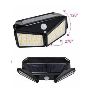 Faretto led solare con sensore di movimento 3 teste luce regolabili alta luminosità impermeabile outdoor