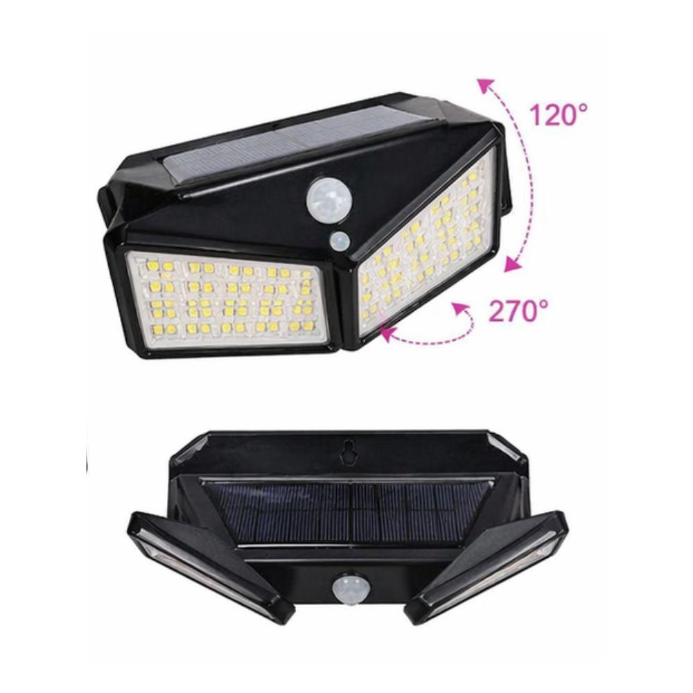  faretto led solare con sensore di movimento 3 teste luce regolabili alta luminosità impermeabile outdoor - foto 2