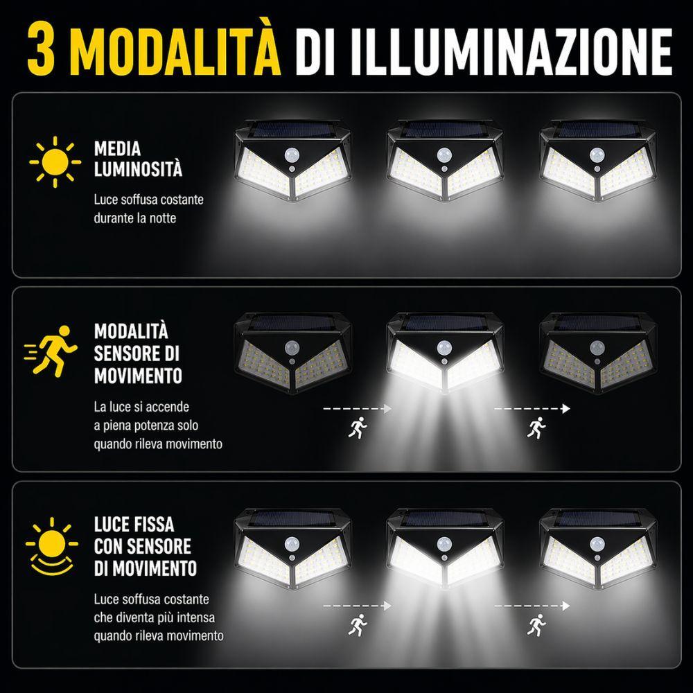  faretto led solare con sensore di movimento 3 teste luce regolabili alta luminosità impermeabile outdoor - foto 3