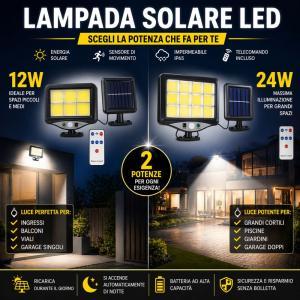 Lampada solare led da parete con telecomando pannello esterno