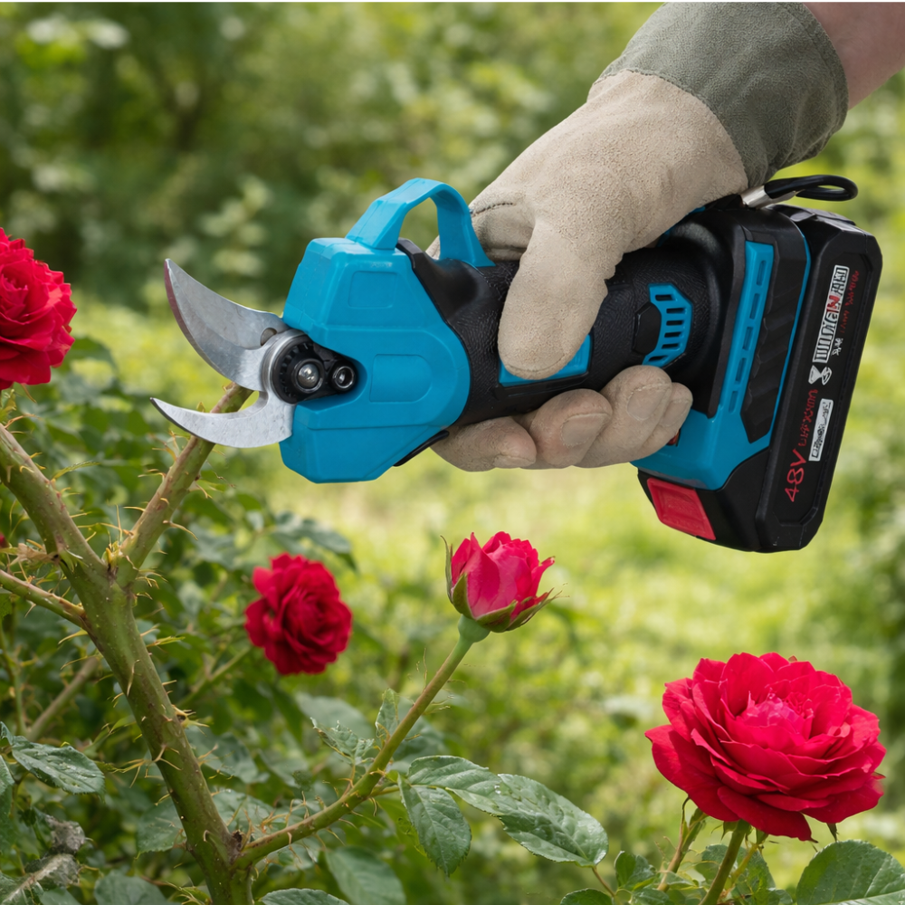  cesoia elettrica a batteria 48v con motore brushless per taglio rami potatura - foto 3