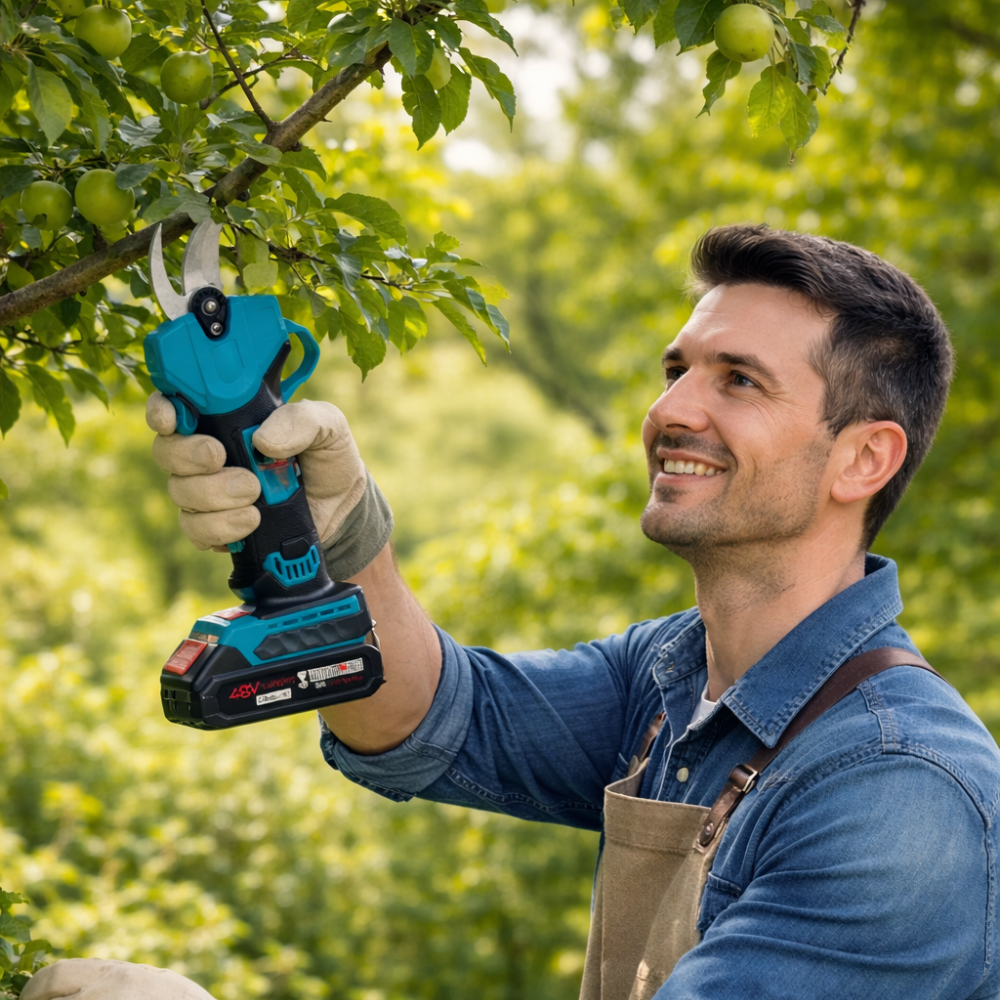  cesoia elettrica a batteria 48v con motore brushless per taglio rami potatura - foto 4