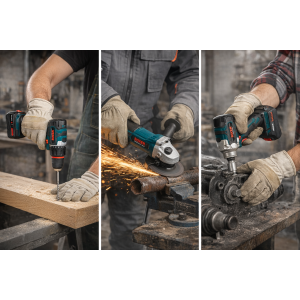 Kit 3 in 1 avvitatore, smerigliatrice angolare e avvitatore a impulsi con 3 batterie, punte e inserti