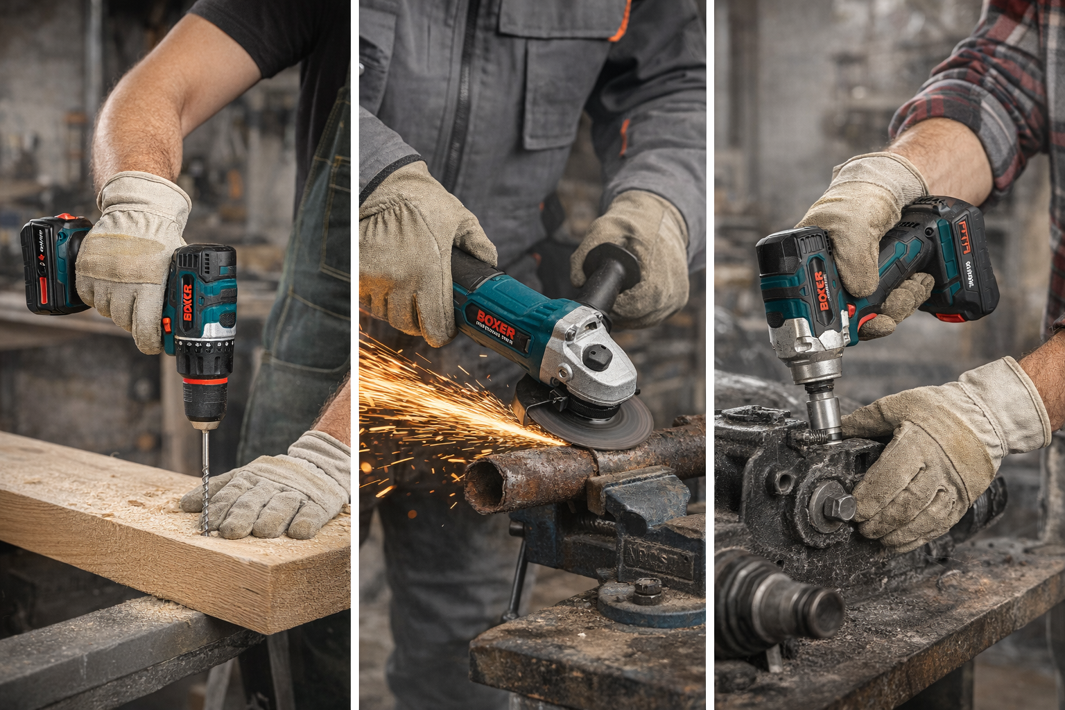  kit 3 in 1 avvitatore, smerigliatrice angolare e avvitatore a impulsi con 3 batterie, punte e inserti - foto 1