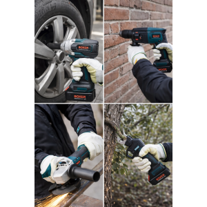 Kit 6 in 1 professionale con valigetta – avvitatore, trapano a percussione, avvitatore a impulsi, smerigliatrice, motosega e cesoia