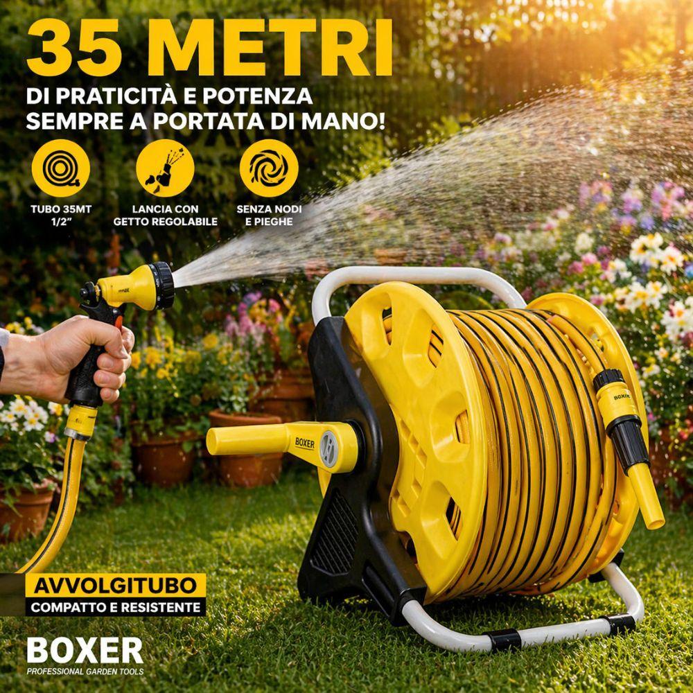  tubo da giardino 35 metri 1/2 con avvolgitubo portatile con lancia regolabile sistema irrigazione completo - foto 2