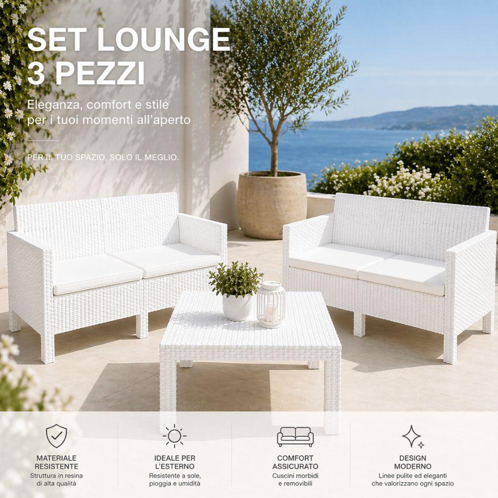  set salotto da giardino 4 posti con cuscini – 2 divanetti e tavolino - foto 2