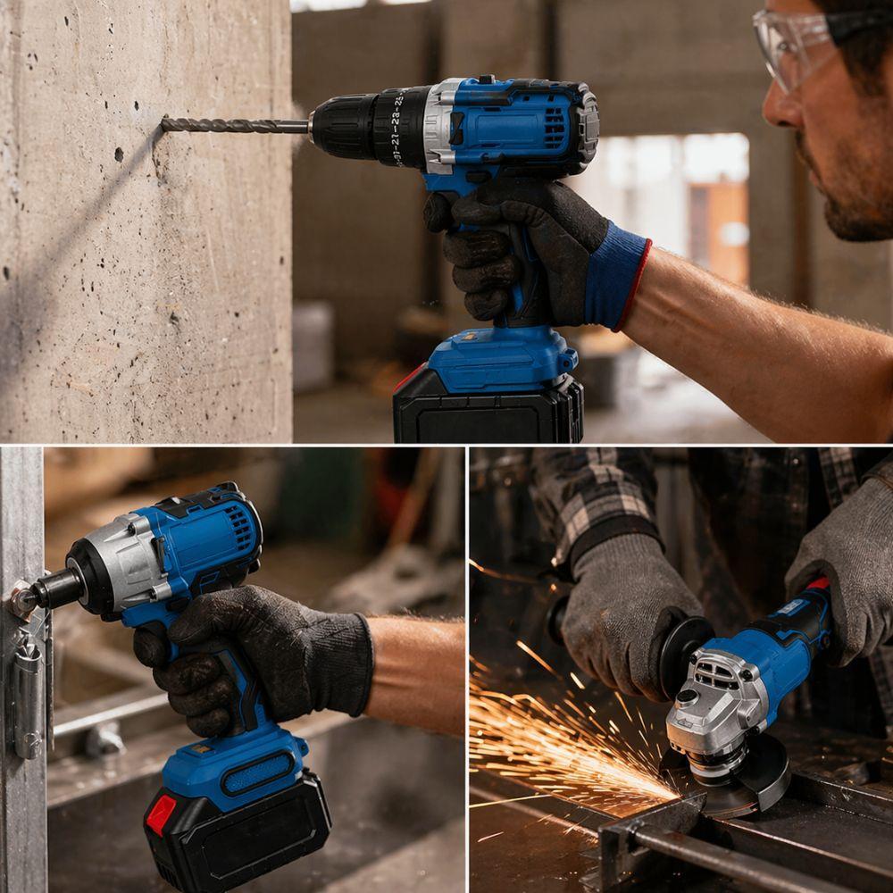  kit 3in1 avvitatore + avvitatore a impulsi + smerigliatrice con accessori - foto 3