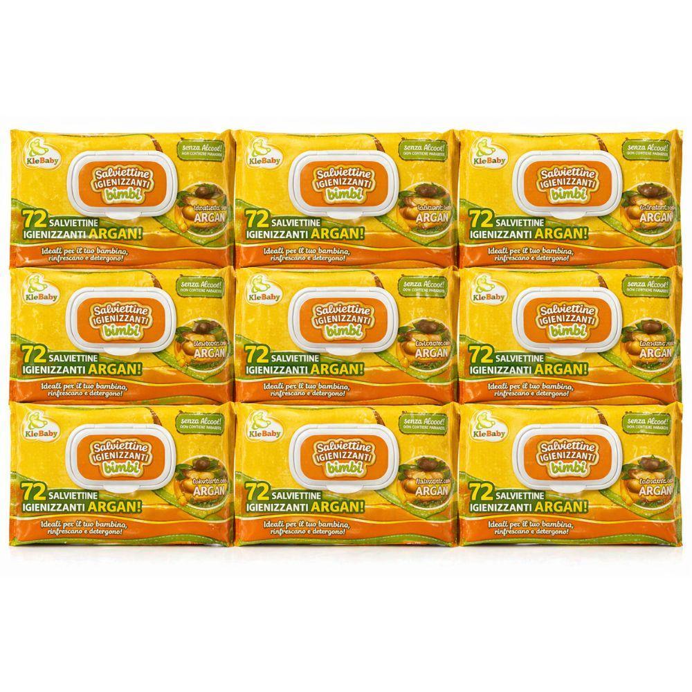 fatigati 720 salviettine igenizzanti  idratanti argan ( 10 pacchetti da 72 pezzi) - foto 2