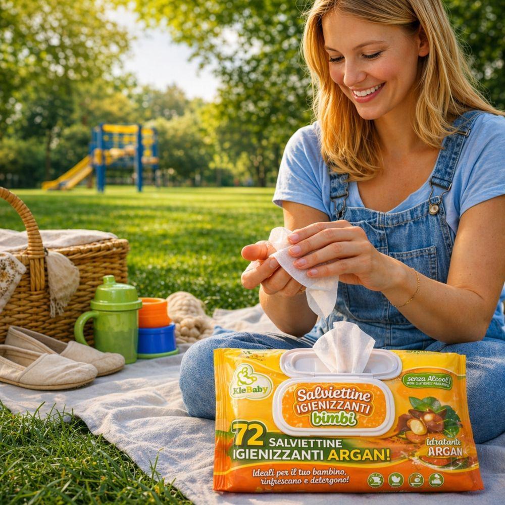fatigati 720 salviettine igenizzanti  idratanti argan ( 10 pacchetti da 72 pezzi) - foto 5