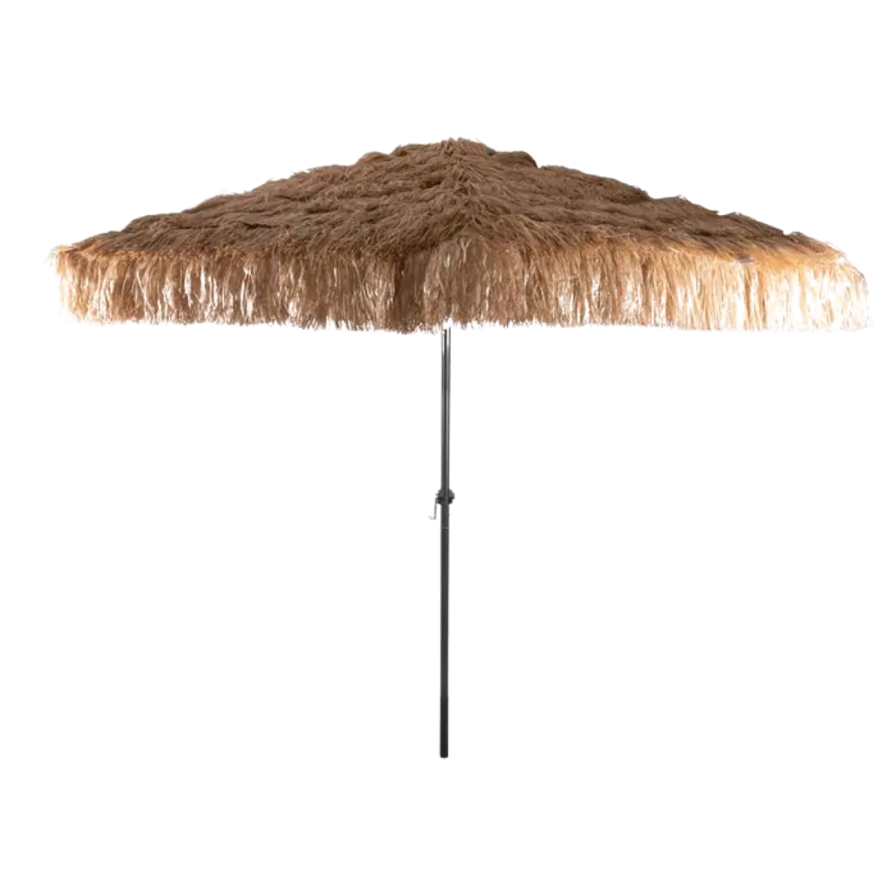  ombrellone da esterno 3m effetto paglia con manovella e struttura in acciaio - foto 1