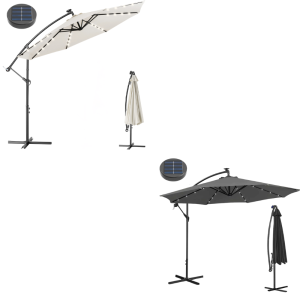 Ombrellone giardino 3mt con luce led solare palo decentrato con carrucola