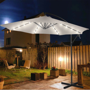 Ombrellone giardino 3mt con luce led solare palo decentrato con carrucola