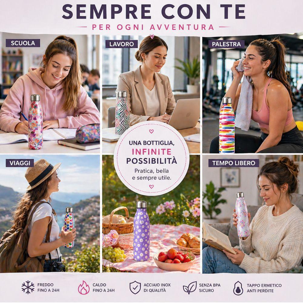  bottiglia termica acciaio inox 500ml  mantiene caldo e freddo - foto 3