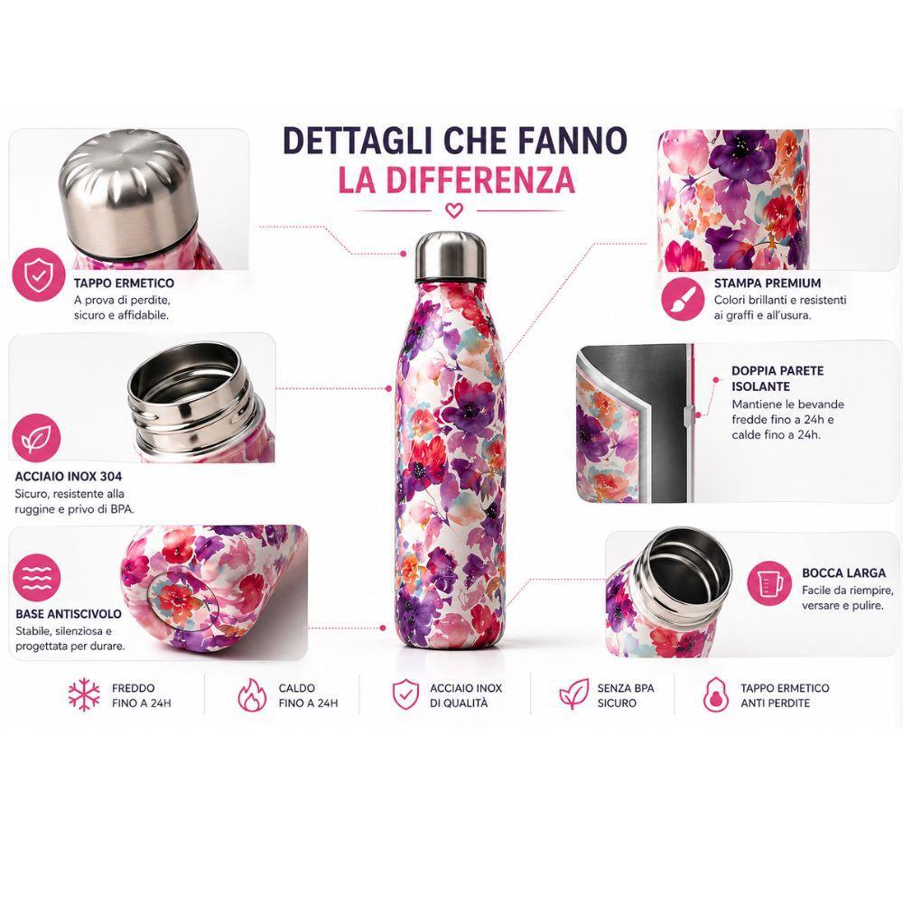  bottiglia termica acciaio inox 500ml  mantiene caldo e freddo - foto 4