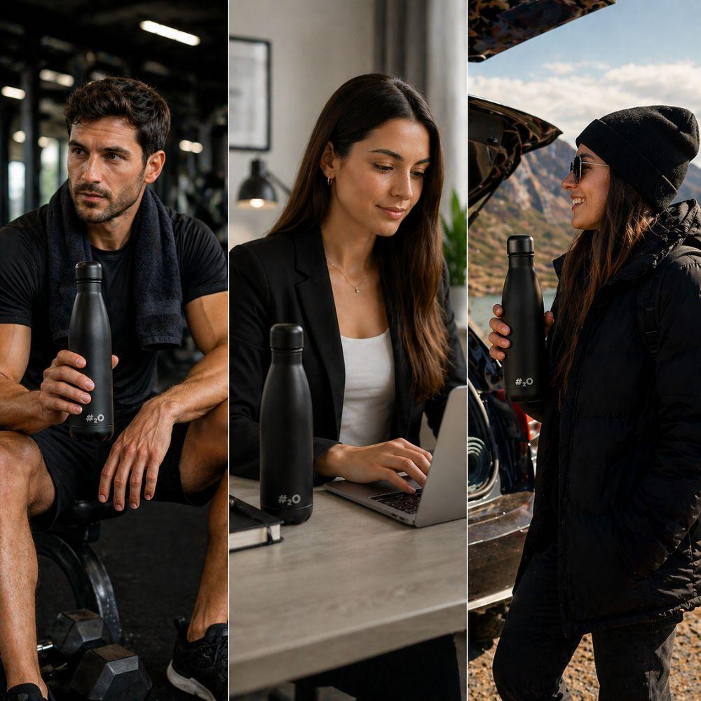  bottiglia termica nera opaca acciaio inox 750ml isolamento doppia parete caldo freddo 24h design premium - foto 4