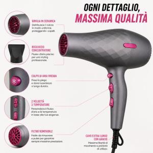 Phon professionale asciugacapelli con beccuccio – potente, leggero e rapido