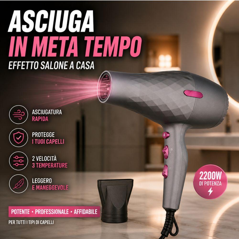 phon professionale asciugacapelli con beccuccio – potente, leggero e rapido - foto 3
