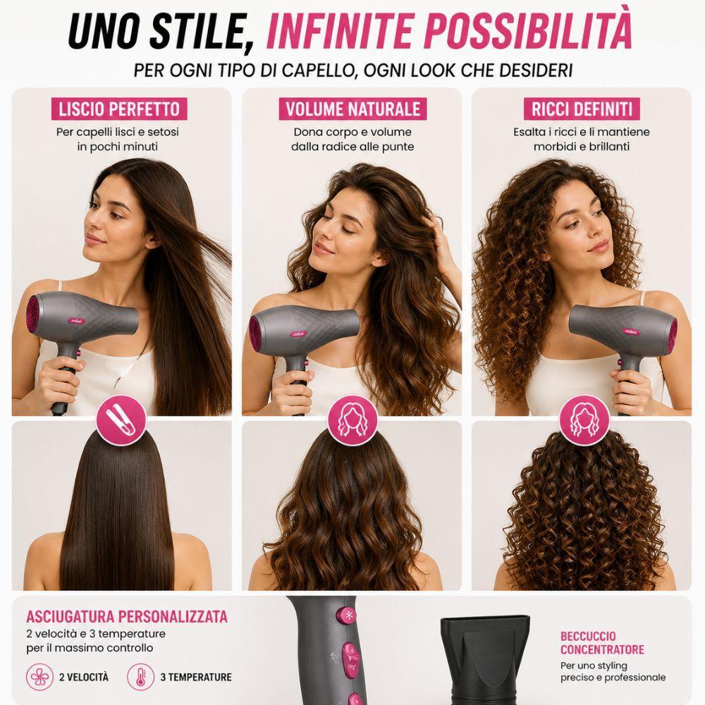  phon professionale asciugacapelli con beccuccio – potente, leggero e rapido - foto 5