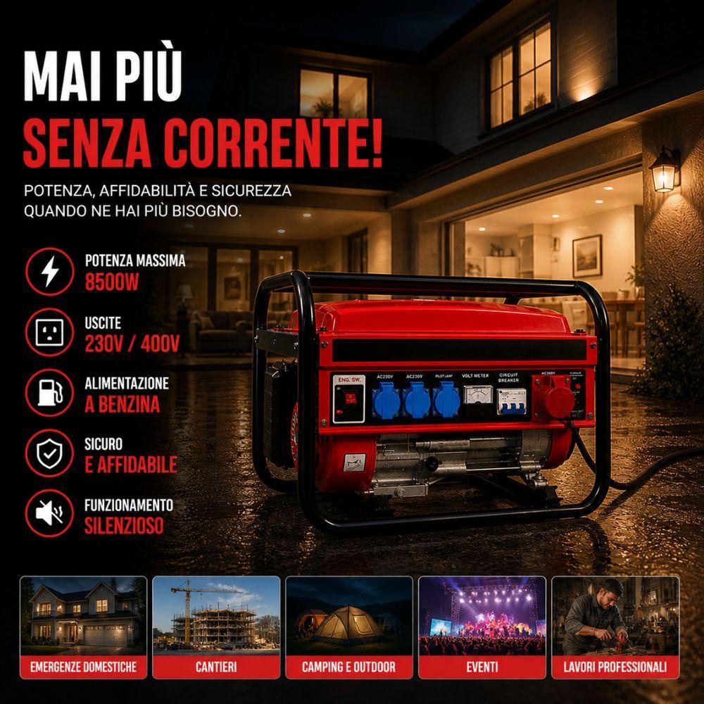  generatore di corrente a benzina portatile  alta potenza per casa, cantiere e emergenze - foto 4