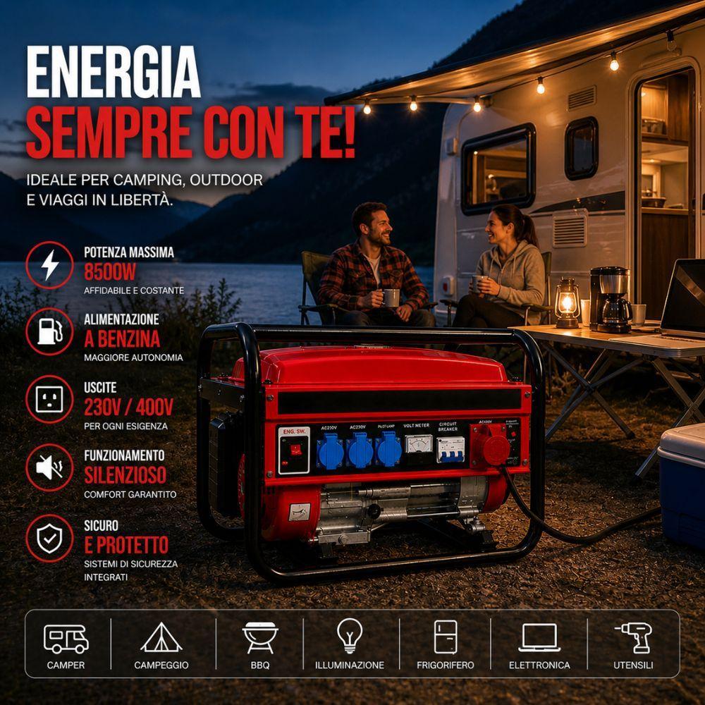  generatore di corrente a benzina portatile  alta potenza per casa, cantiere e emergenze - foto 5
