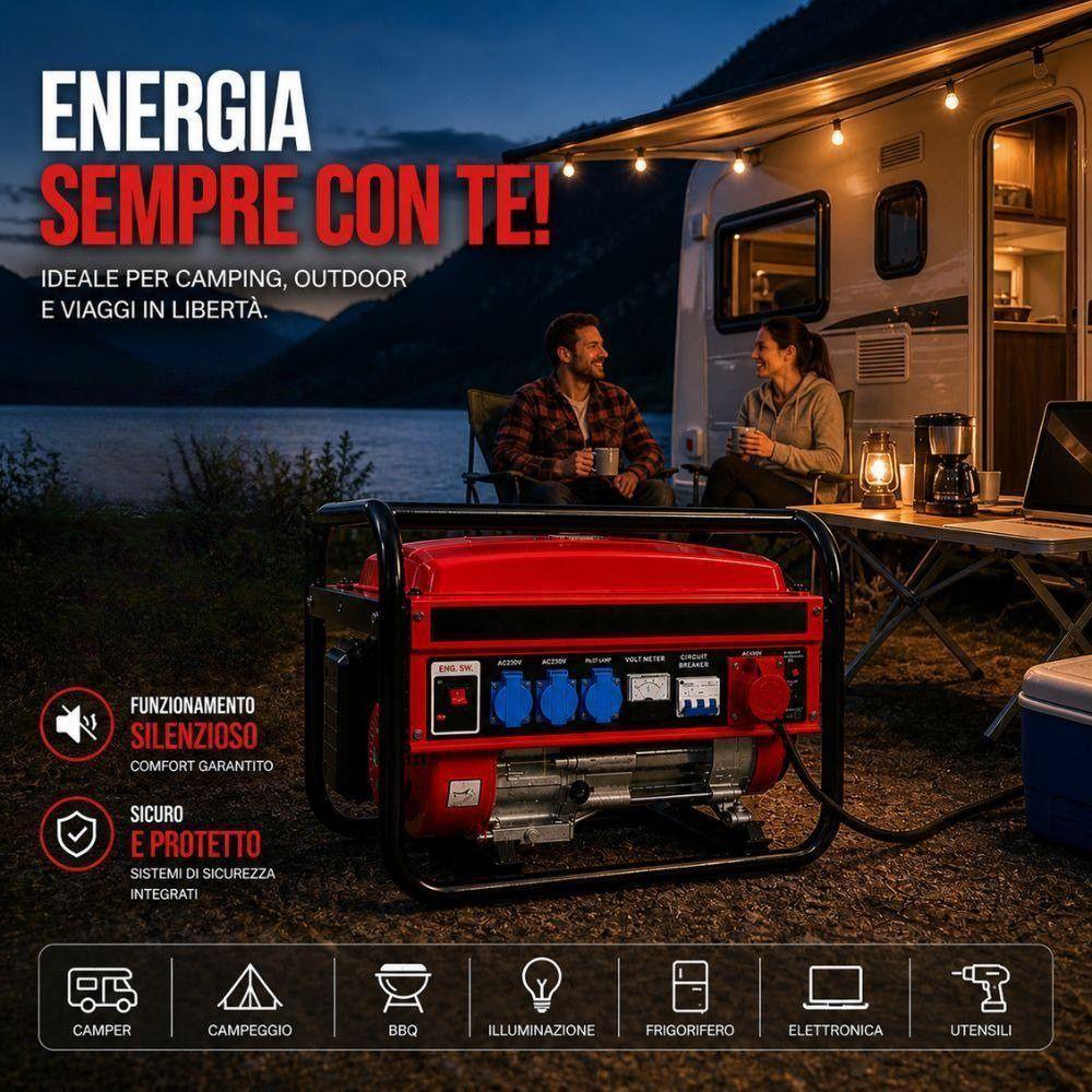 generatore di corrente a benzina portatile alta potenza per casa, cantiere e emergenze - foto 5 Generatore di corrente portatile benzina in funzionamento sul cantiere