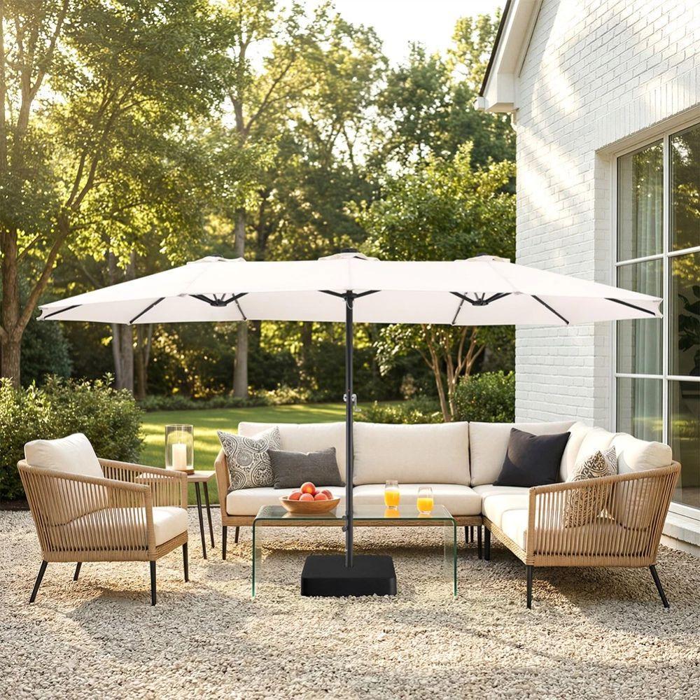  ombrellone da giardino con luci led integrate 3x3 m con base 80x80 cm - foto 4