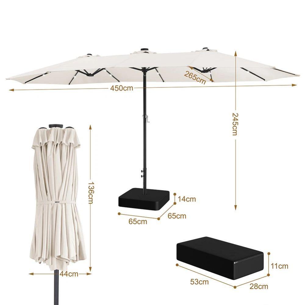  ombrellone da giardino con luci led integrate 3x3 m con base 80x80 cm - foto 5