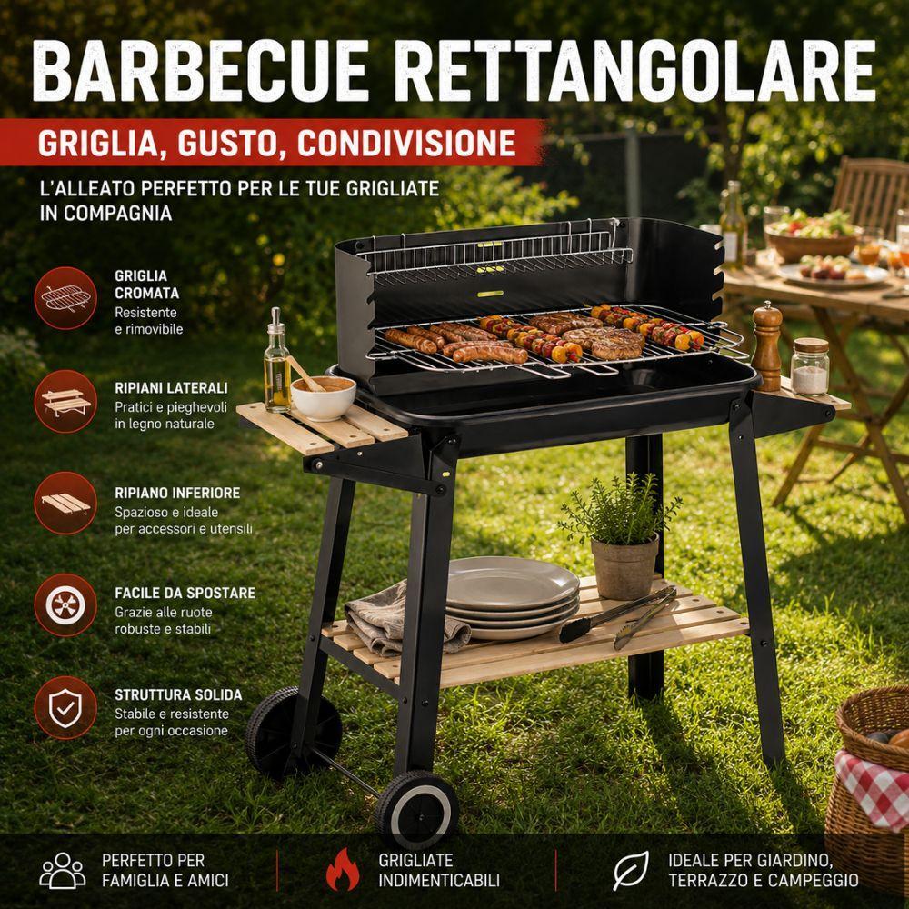  barbecue carbonella tondo e rettangolare da giardino campeggio terrazza - foto 5