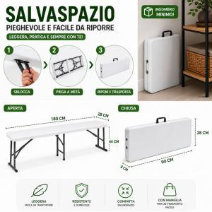 Panca pieghevole salvaspazio da giardino campeggio eventi