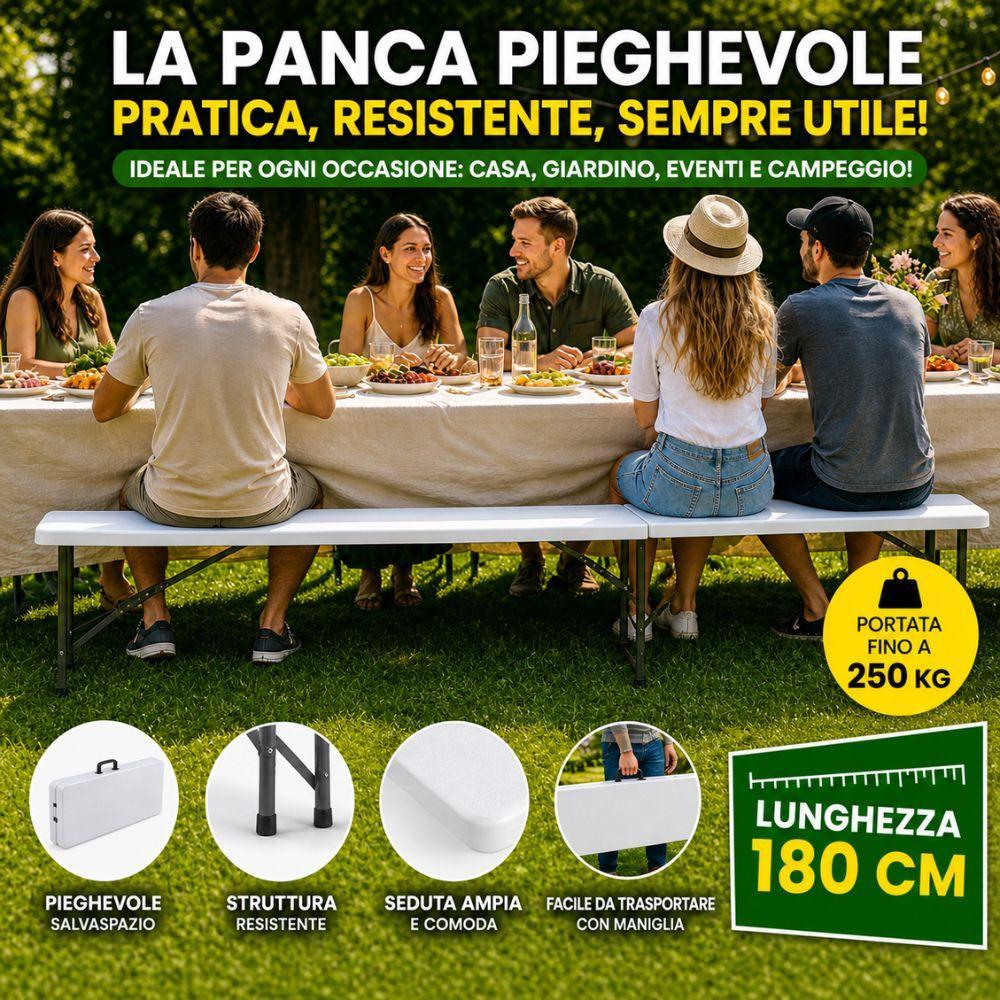  panca pieghevole salvaspazio da giardino campeggio eventi - foto 3