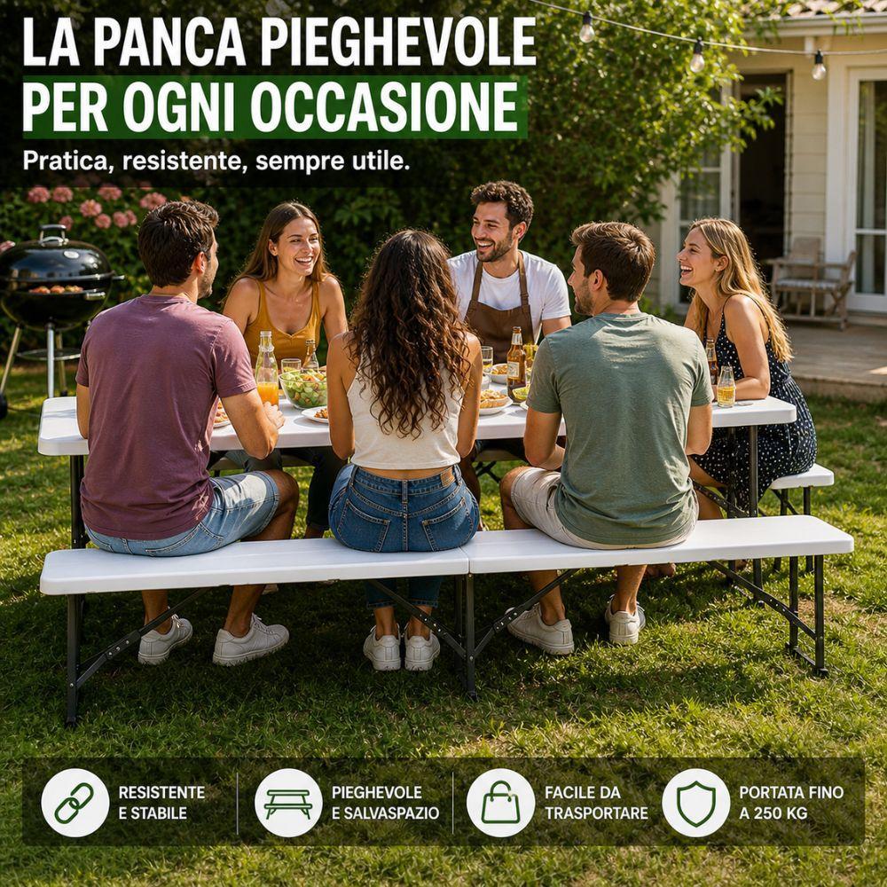  panca pieghevole salvaspazio da giardino campeggio eventi - foto 4