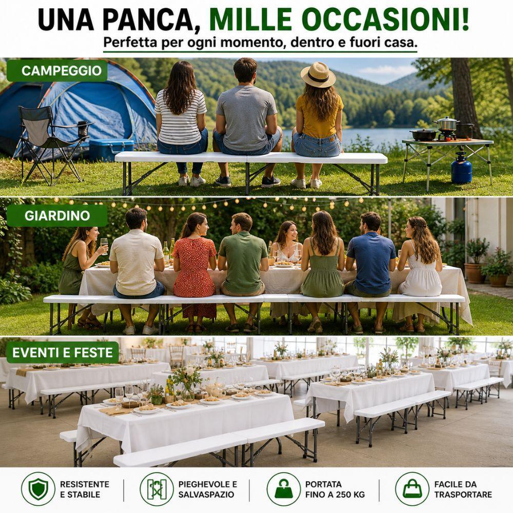  panca pieghevole salvaspazio da giardino campeggio eventi - foto 5