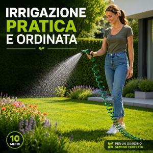 Kit tubo irrigazione a spirale 10 metri con pistola multifunzione