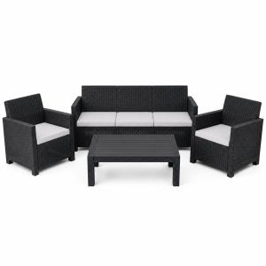 Set salotto da giardino esterno 5 posti effetto rattan ...