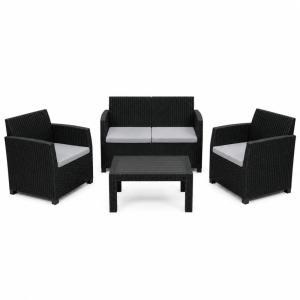 Set salotto da giardino esterno effetto rattan antracit...