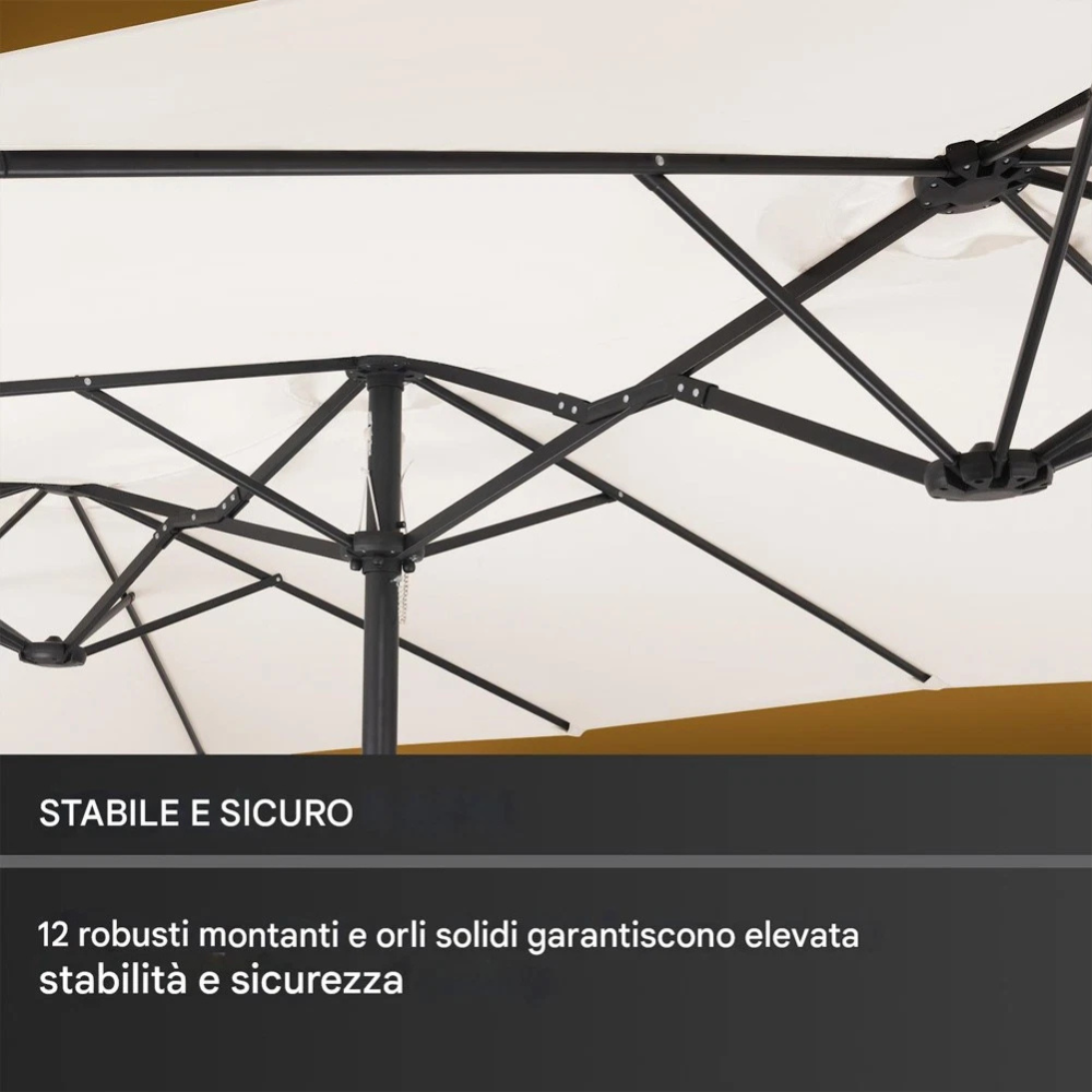  ombrellone doppio 4.6 metri senza base da giardino rivestimento anti uv - foto 3