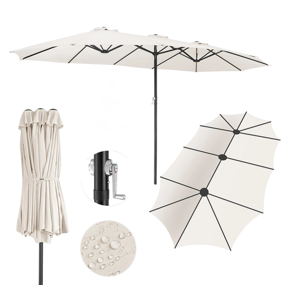  ombrellone doppio 4.6 metri senza base da giardino rivestimento anti uv - foto 4